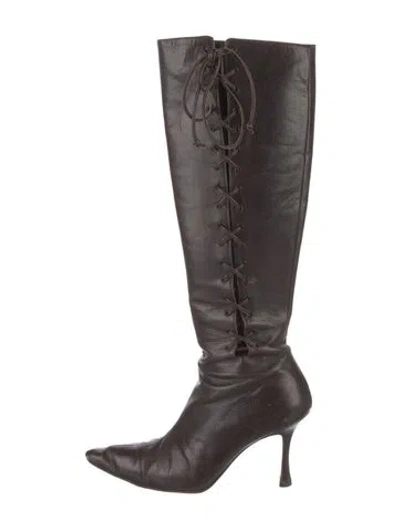 Pre-owned Manolo Blahnik Leather Boots In Brown