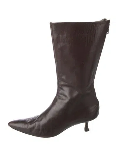 Pre-owned Manolo Blahnik Leather Boots In Brown