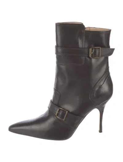 Pre-owned Manolo Blahnik Leather Boots In Brown