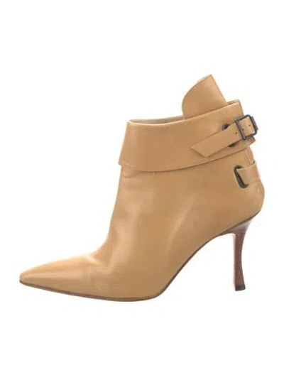 Pre-owned Manolo Blahnik Leather Boots In Neutrals