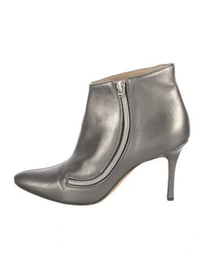 Pre-owned Manolo Blahnik Leather Boots In Silver