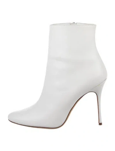 Pre-owned Manolo Blahnik Leather Boots In White