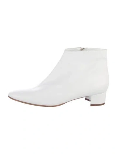 Pre-owned Manolo Blahnik Leather Boots In White