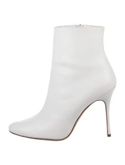 Pre-owned Manolo Blahnik Leather Boots In White