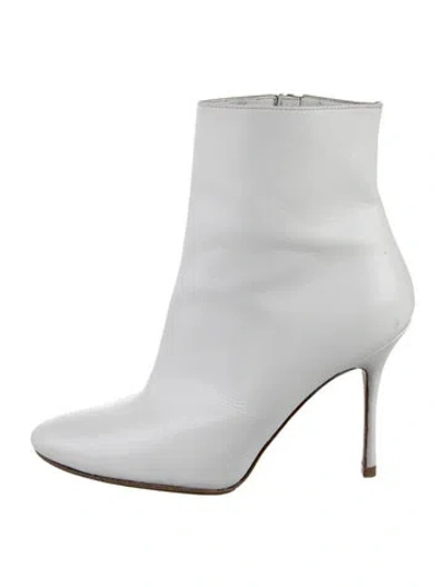 Pre-owned Manolo Blahnik Leather Boots In White
