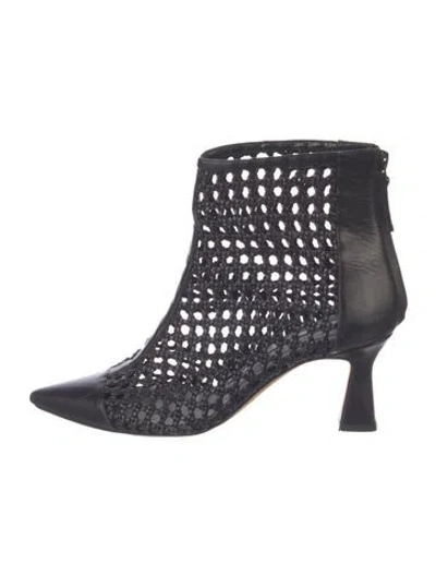 Pre-owned Manolo Blahnik Leather Braided Accents Boots In Black