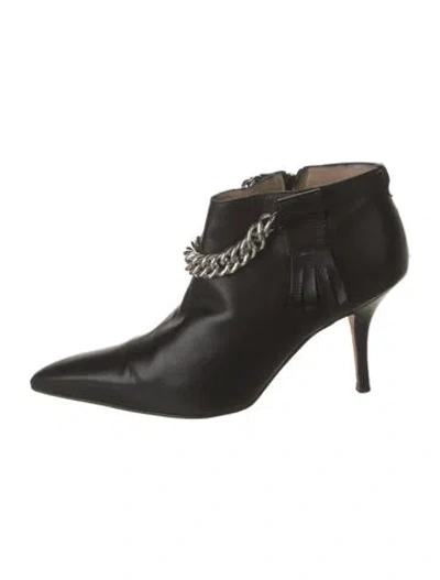 Pre-owned Manolo Blahnik Leather Chain-link Accents Boots In Black
