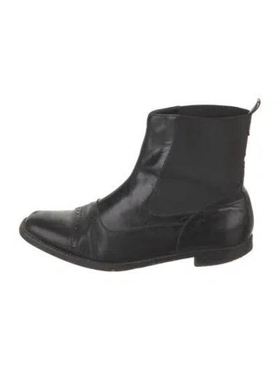 Pre-owned Manolo Blahnik Leather Chelsea Boots In Black