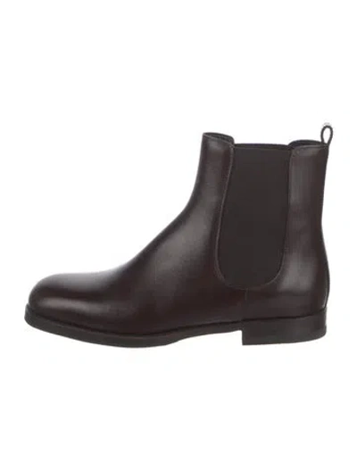 Pre-owned Manolo Blahnik Leather Chelsea Boots In Brown