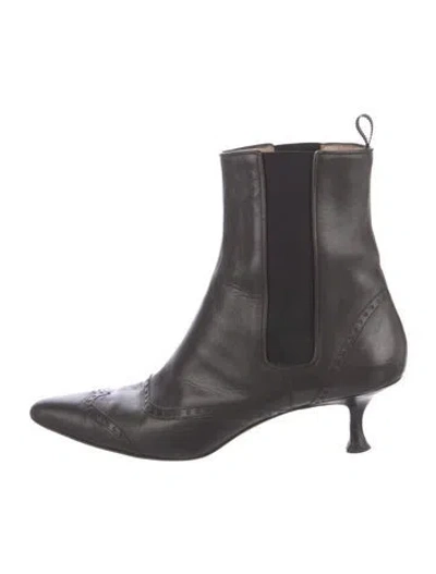 Pre-owned Manolo Blahnik Leather Chelsea Boots In Grey