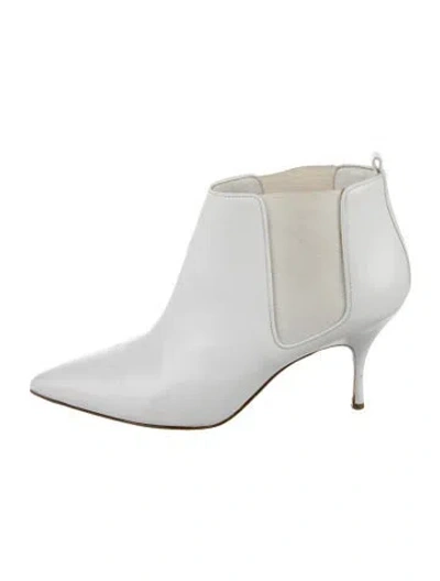 Pre-owned Manolo Blahnik Leather Chelsea Boots In White