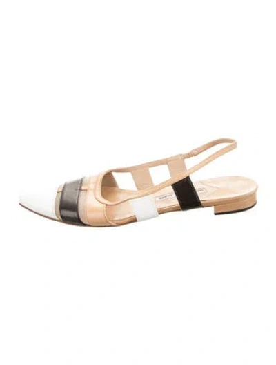 Pre-owned Manolo Blahnik Leather Colorblock Pattern Slingback Flats