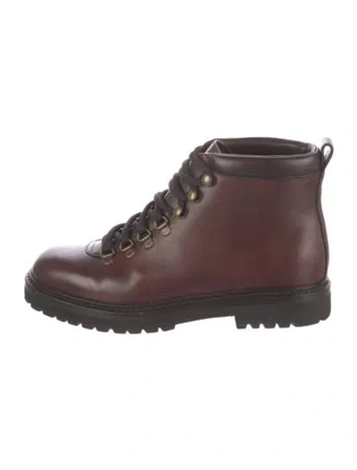 Pre-owned Manolo Blahnik Leather Combat Boots In Brown