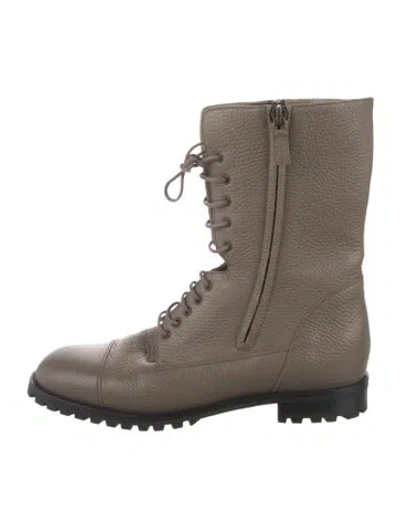 Pre-owned Manolo Blahnik Leather Combat Boots In Brown