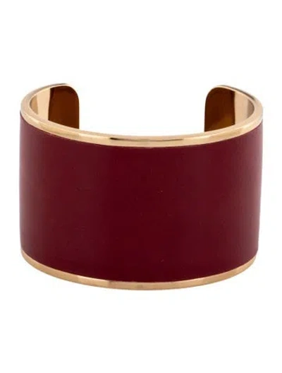 Pre-owned Manolo Blahnik Leather Cuff Bracelet, 6.25" In Burgundy