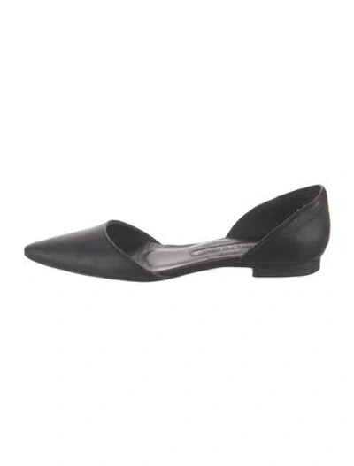Pre-owned Manolo Blahnik Leather D'orsay Flats In Black