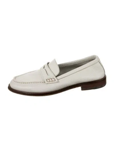 Pre-owned Manolo Blahnik Leather Dress Loafers In White