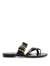 Manolo Blahnik Leather Flat Sandals In Black