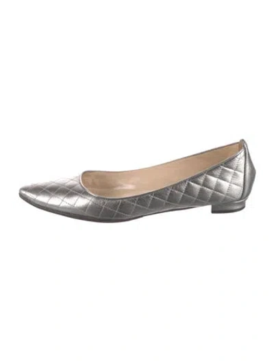 Pre-owned Manolo Blahnik Leather Flats In Silver