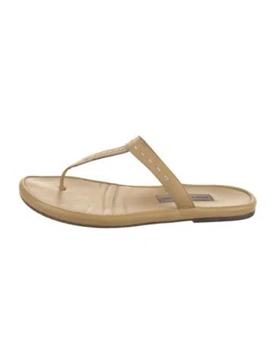 Pre-owned Manolo Blahnik Leather Flip Flops In Neutrals