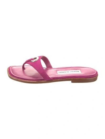 Pre-owned Manolo Blahnik Leather Flip Flops In Pink