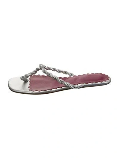 Pre-owned Manolo Blahnik Leather Flip Flops In Pink