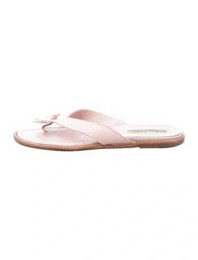 Pre-owned Manolo Blahnik Leather Flip Flops In Pink