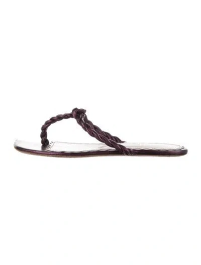 Pre-owned Manolo Blahnik Leather Flip Flops In Purple