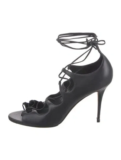 Pre-owned Manolo Blahnik Leather Gladiator Sandals In Blue