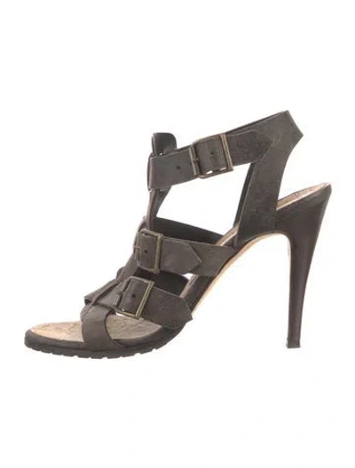 Pre-owned Manolo Blahnik Leather Gladiator Sandals In Brown
