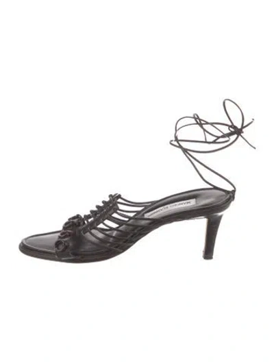 Pre-owned Manolo Blahnik Leather Gladiator Sandals In Brown