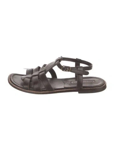 Pre-owned Manolo Blahnik Leather Gladiator Sandals In Brown