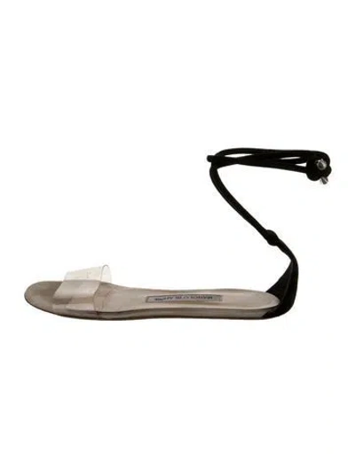Pre-owned Manolo Blahnik Leather Gladiator Sandals In Clear/silver