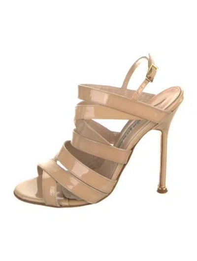 Pre-owned Manolo Blahnik Leather Gladiator Sandals In Neutral