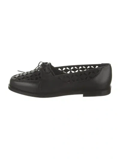 Pre-owned Manolo Blahnik Leather Lace Pattern Loafers W/ Tags In Black