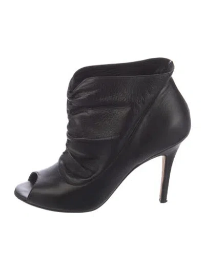 Pre-owned Manolo Blahnik Leather Lace-up Boots In Black