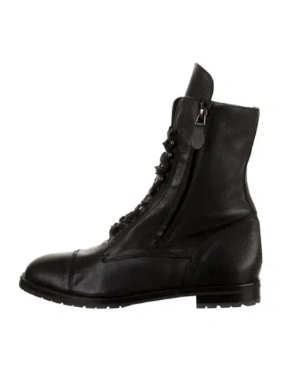 Pre-owned Manolo Blahnik Leather Lace-up Boots In Black