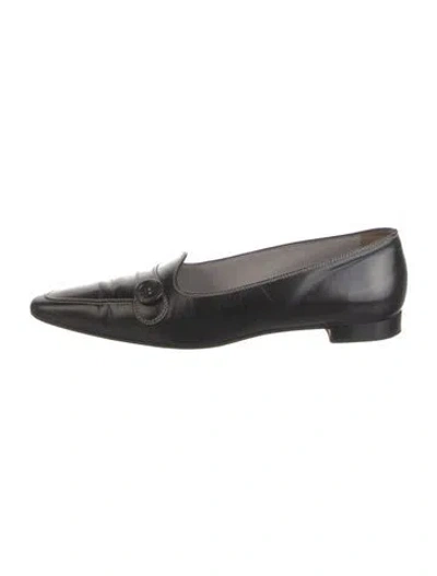 Pre-owned Manolo Blahnik Leather Loafers In Black