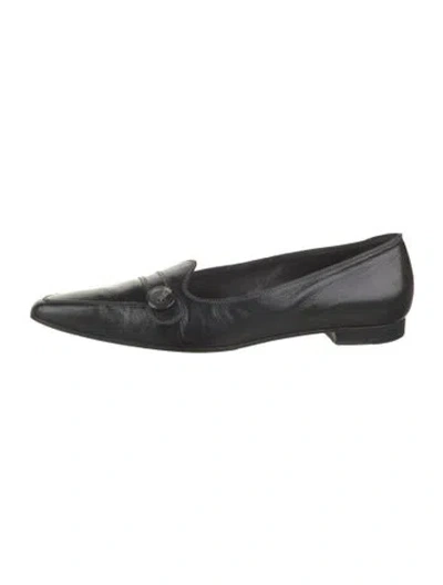 Pre-owned Manolo Blahnik Leather Loafers In Black