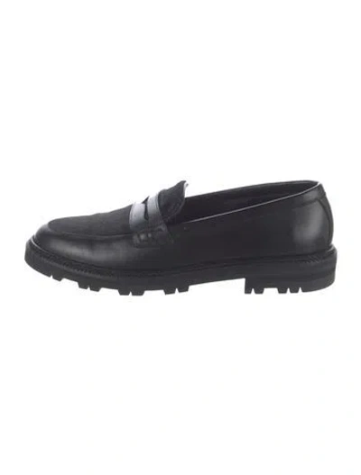 Pre-owned Manolo Blahnik Leather Loafers In Black
