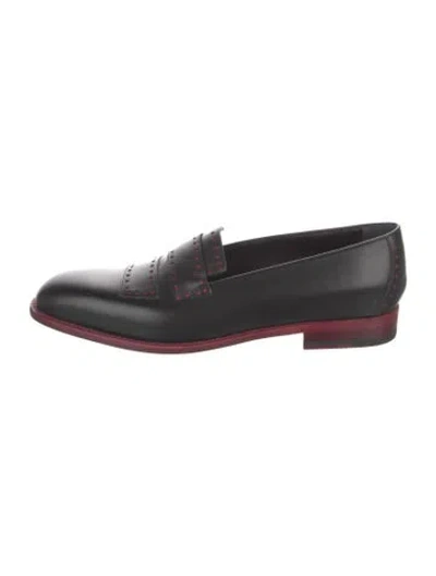 Pre-owned Manolo Blahnik Leather Loafers In Black