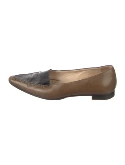 Pre-owned Manolo Blahnik Leather Loafers In Brown