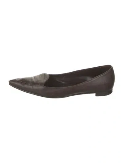 Pre-owned Manolo Blahnik Leather Loafers In Brown