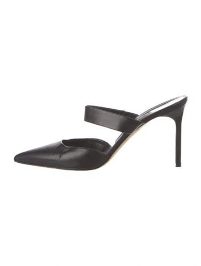 Pre-owned Manolo Blahnik Leather Mules In Black