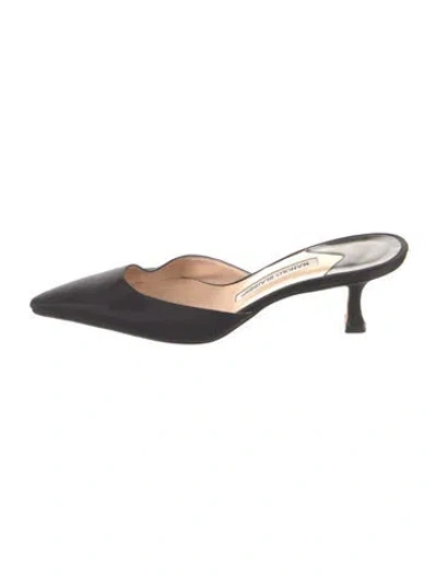 Pre-owned Manolo Blahnik Leather Mules In Black