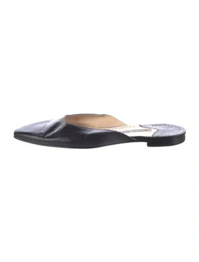 Pre-owned Manolo Blahnik Leather Mules In Black