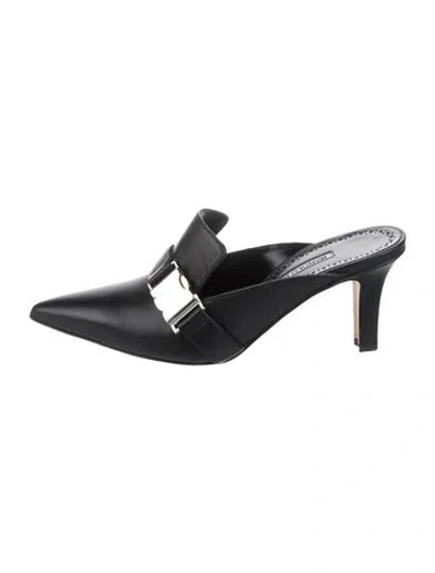 Pre-owned Manolo Blahnik Leather Mules In Black