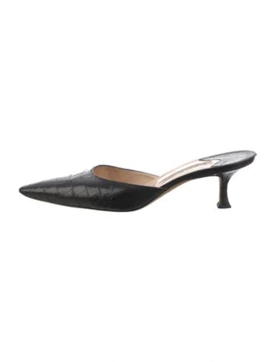 Pre-owned Manolo Blahnik Leather Mules In Black