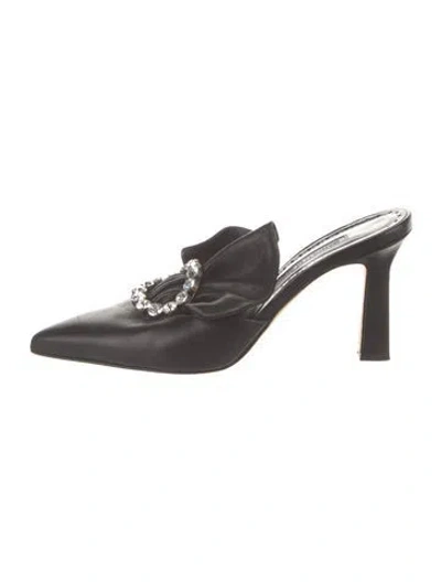 Pre-owned Manolo Blahnik Leather Mules In Black