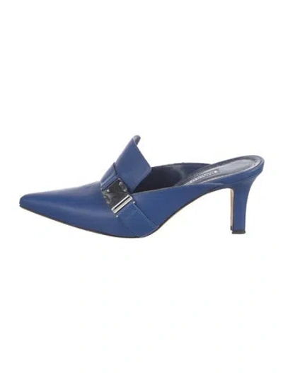 Pre-owned Manolo Blahnik Leather Mules In Blue